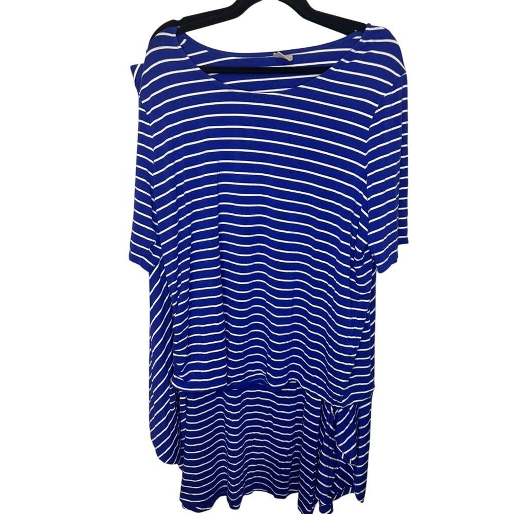 Chicos 4 Blue White Stripe Knit Tunic Drawstring Side Top & Skirt Casual Womens